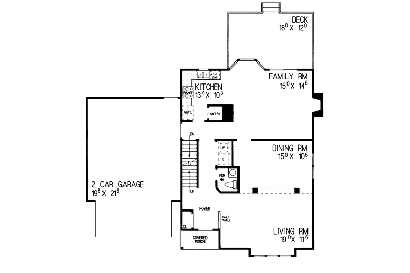 Home Plan - Floor Plan - Main Floor for Colonial House Plan #72-1040 - 4 bed, 2.5 bath