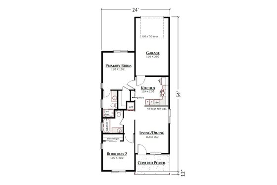 Floor Plan - Main Floor for Cottage House Plan #1099-7 - 2 bed, 2 bath