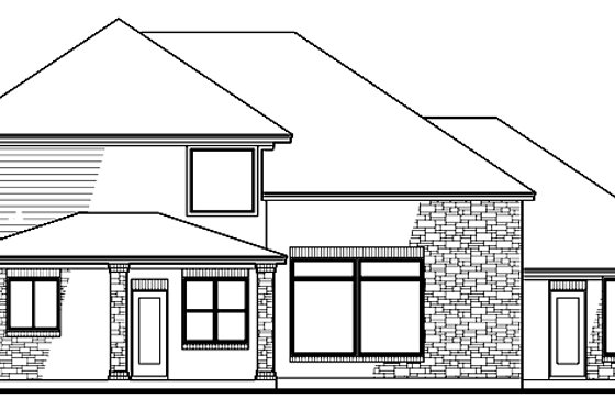 Exterior - Rear Elevation for European House Plan #120-242 - 4 bed, 2.5 bath