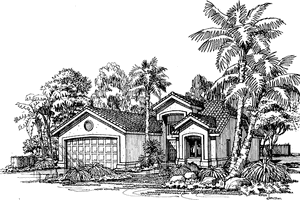 Architectural House Design - Exterior - Front Elevation for Mediterranean House Plan #320-582 - 3 bed, 2 bath