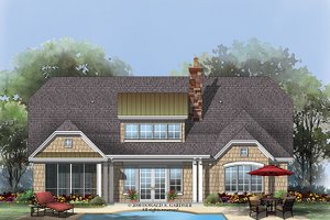 Exterior - Rear Elevation for European House Plan #929-922 - 3 bed, 3.5 bath