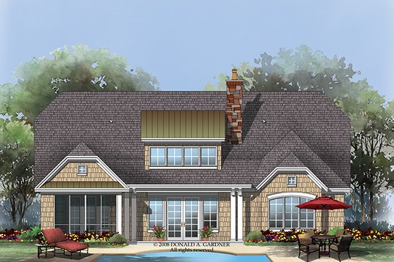 Exterior - Rear Elevation for European House Plan #929-922 - 3 bed, 3.5 bath