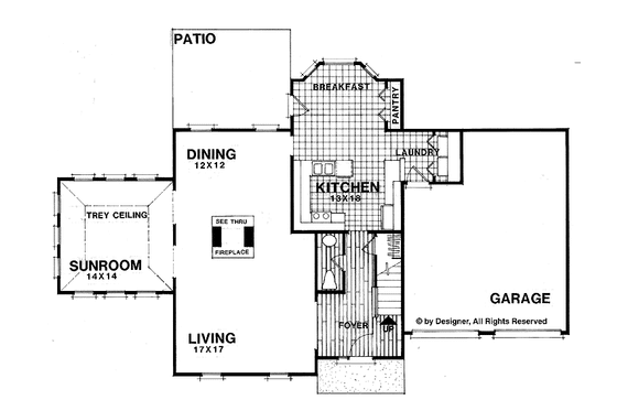 Floor Plan - Main Floor for Colonial House Plan #56-665 - 3 bed, 2.5 bath