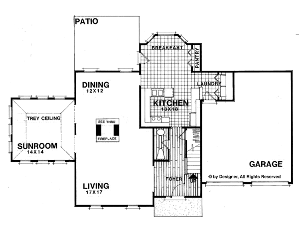Home Plan - Colonial Floor Plan - Main Floor Plan #56-665