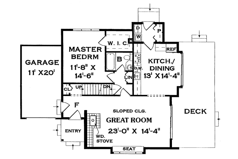Home Plan - Floor Plan - Main Floor for Contemporary House Plan #456-78 - 3 bed, 2 bath