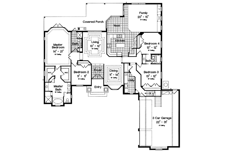 Home Plan - Floor Plan - Main Floor for European House Plan #417-659 - 4 bed, 3 bath
