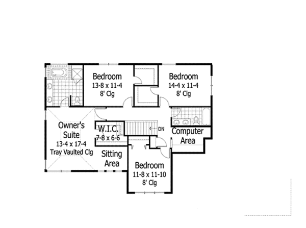 Dream House Plan - Traditional Floor Plan - Upper Floor Plan #51-1061