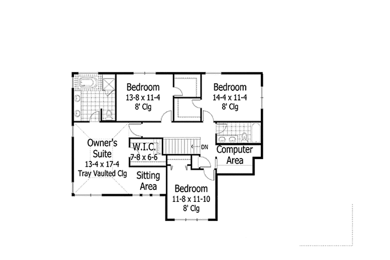 Architectural House Design - Floor Plan - Upper Floor for Traditional House Plan #51-1061 - 4 bed, 2.5 bath