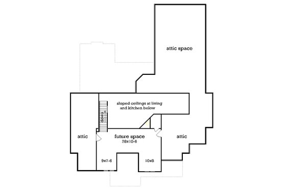 Floor Plan - Upper Floor for Craftsman House Plan #45-607 - 3 bed, 2 bath