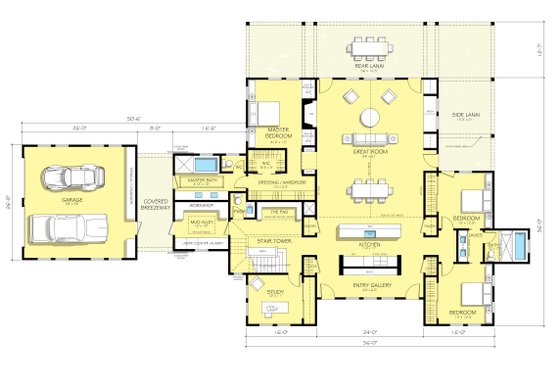 Farmhouse style plan 888-1 main floor