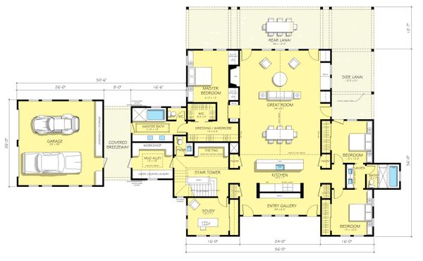 Farmhouse style plan 888-1 main floor