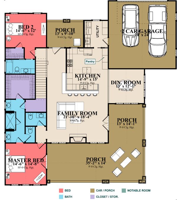 House Design - Craftsman Floor Plan - Main Floor Plan #63-429