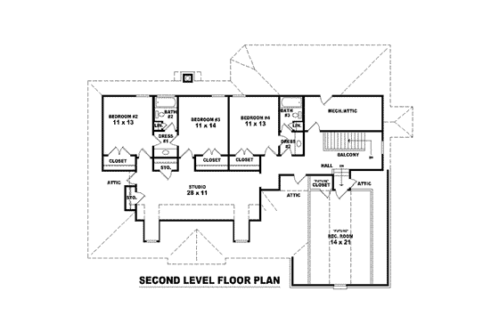 Floor Plan - Upper Floor for Traditional House Plan #81-1543 - 4 bed, 3.5 bath