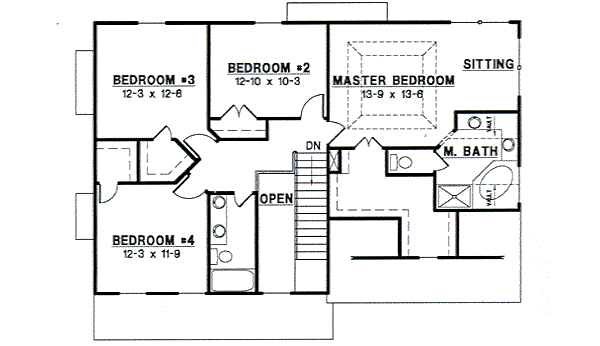 Colonial Floor Plan - Upper Floor Plan #67-493