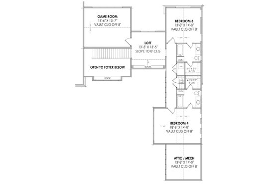 Floor Plan - Upper Floor for Farmhouse House Plan #1096-4 - 4 bed, 4.5 bath