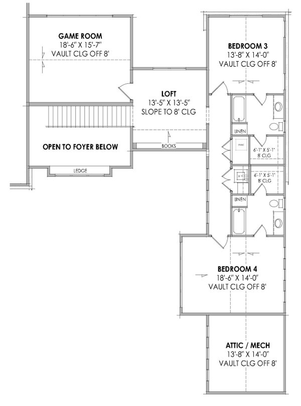 Farmhouse Floor Plan - Upper Floor Plan #1096-4