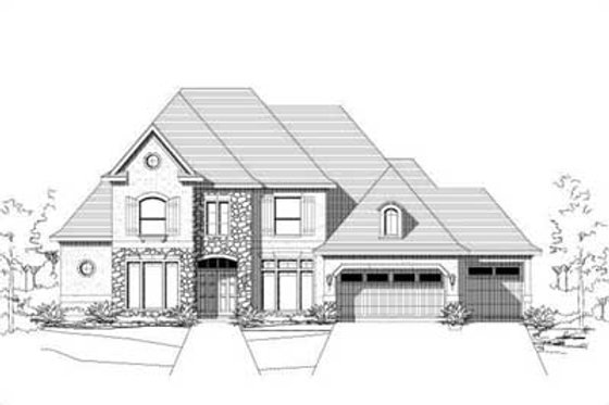 Exterior - Front Elevation for European House Plan #411-180 - 5 bed, 4 bath