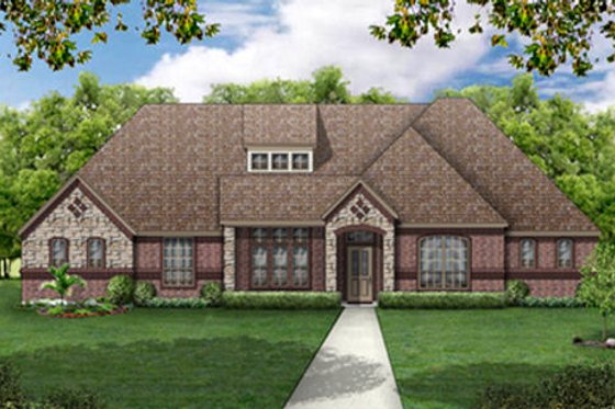 Exterior - Front Elevation for European House Plan #84-489 - 4 bed, 3 bath
