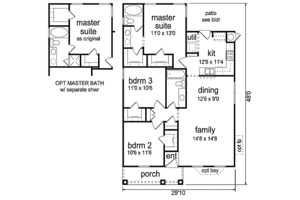 Floor Plan - Main Floor for Craftsman House Plan #84-447 - 3 bed, 2 bath