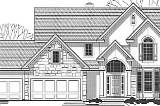 Exterior - Front Elevation for European House Plan #67-691 - 4 bed, 3 bath
