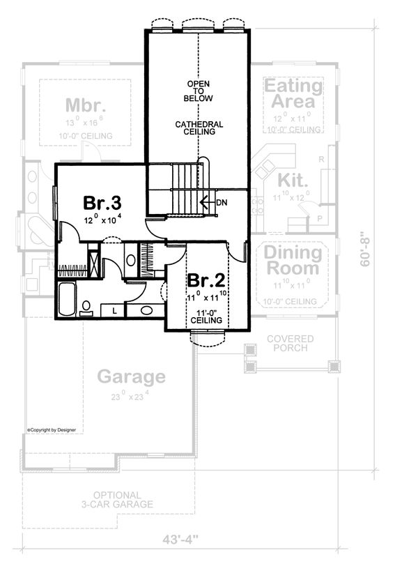 Architectural House Design - Traditional Floor Plan - Upper Floor Plan #20-1750