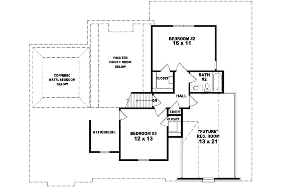 Floor Plan - Upper Floor for Traditional House Plan #81-797 - 3 bed, 2.5 bath