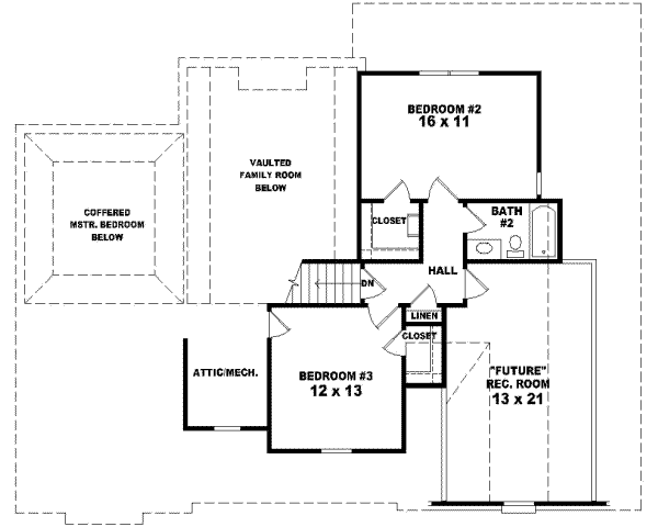 Floor Plan - Upper Floor for Traditional House Plan #81-797 - 3 bed, 2.5 bath