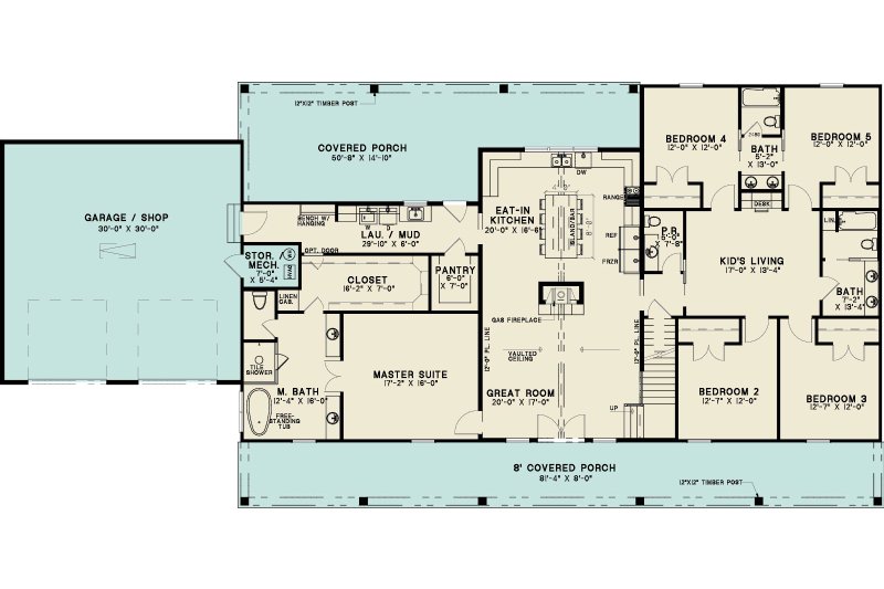 Architectural House Design - Floor Plan - Main Floor for Farmhouse House Plan #923-503 - 5 bed, 3.5 bath