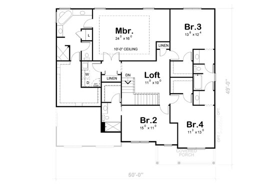 Floor Plan - Upper Floor for Traditional House Plan #20-2422 - 4 bed, 3.5 bath