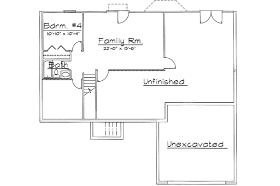 Floor Plan - Lower Floor for Traditional House Plan #31-121 - 3 bed, 2 bath