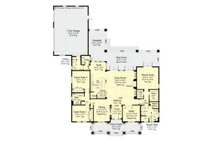 Floor Plan - Main Floor for Craftsman House Plan #930-462 - 3 bed, 2.5 bath