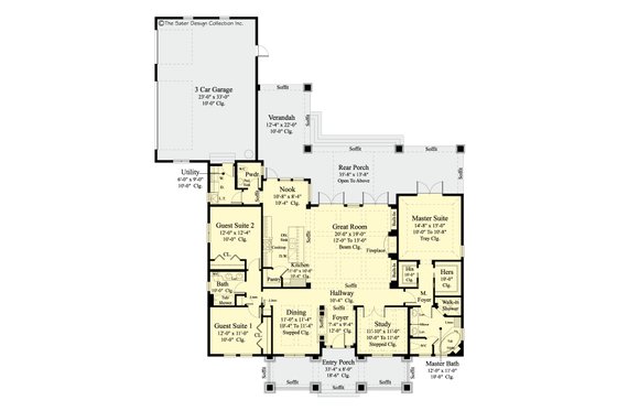 Floor Plan - Main Floor for Craftsman House Plan #930-462 - 3 bed, 2.5 bath