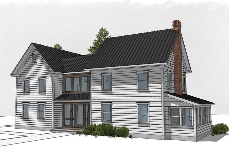House Design - Exterior - Front Elevation 3 for Farmhouse House Plan #485-4 - 4 bed, 3 bath