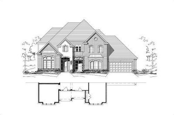 Exterior - Front Elevation for European House Plan #411-449 - 5 bed, 4 bath