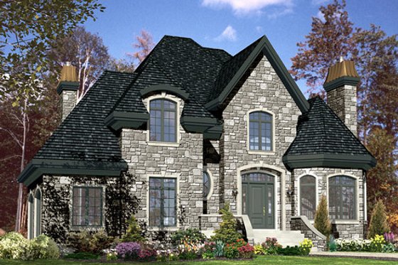 Exterior - Front Elevation for European House Plan #138-335 - 4 bed, 3.5 bath