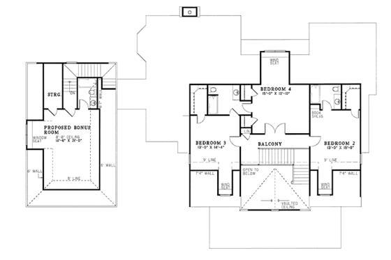 Floor Plan - Upper Floor for Country House Plan #17-2621 - 4 bed, 4.5 bath