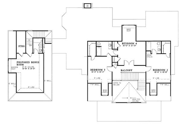 House Design - Country Floor Plan - Upper Floor Plan #17-2621
