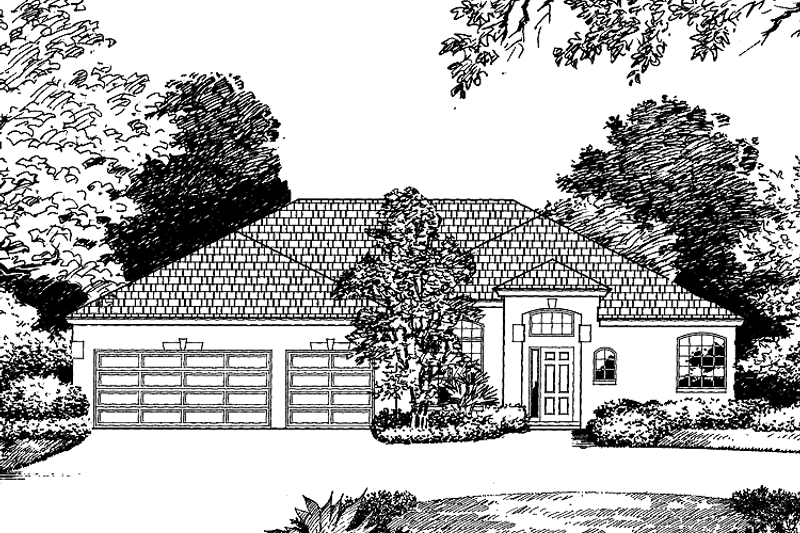 Home Plan - Exterior - Front Elevation 3 for Mediterranean House Plan #1015-23 - 4 bed, 3 bath
