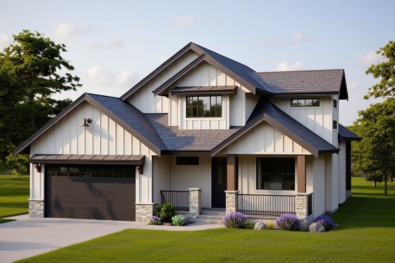 Exterior - Front Elevation 2 for Farmhouse House Plan #1100-25 - 3 bed, 2.5 bath