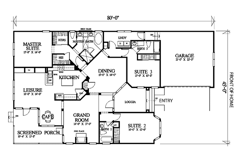 Architectural House Design - Floor Plan - Main Floor for European House Plan #1007-26 - 3 bed, 3 bath