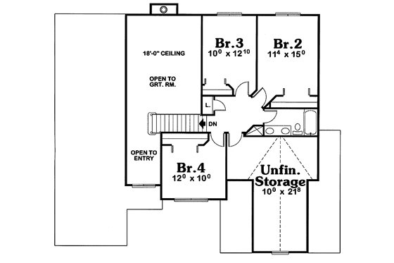 Floor Plan - Upper Floor for Traditional House Plan #20-2215 - 4 bed, 2.5 bath
