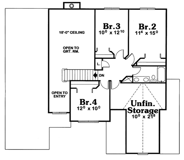 Architectural House Design - Traditional Floor Plan - Upper Floor Plan #20-2215