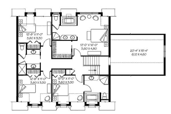 House Design - Traditional Floor Plan - Upper Floor Plan #23-2393
