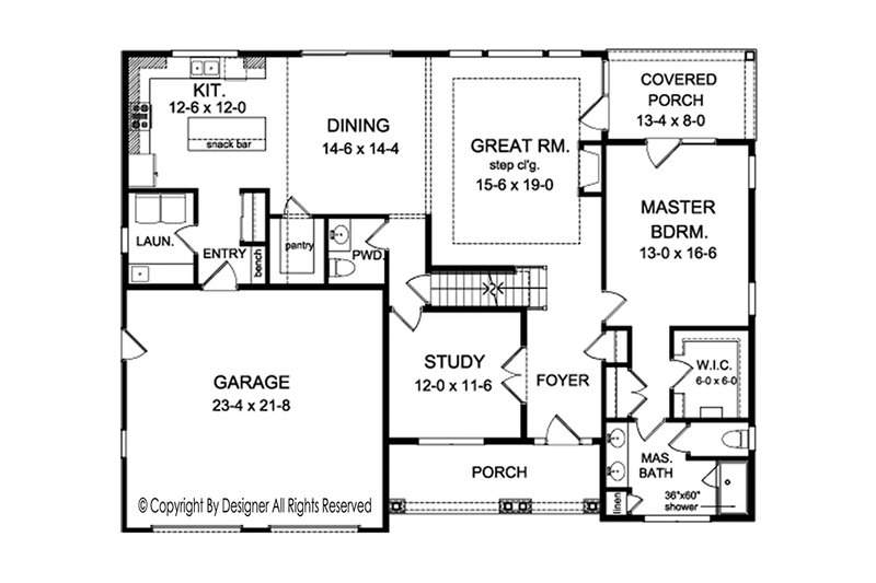 Dream House Plan - Floor Plan - Main Floor for Country House Plan #1010-153 - 3 bed, 2.5 bath