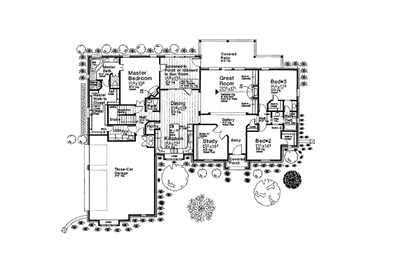 Dream House Plan - Floor Plan - Main Floor for Country House Plan #310-1250 - 3 bed, 2.5 bath