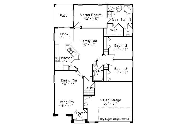 Dream House Plan - Floor Plan - Main Floor for European House Plan #417-849 - 3 bed, 2 bath