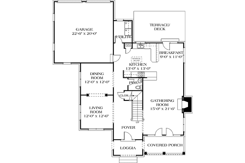 Architectural House Design - Floor Plan - Main Floor for Traditional House Plan #453-114 - 4 bed, 3.5 bath