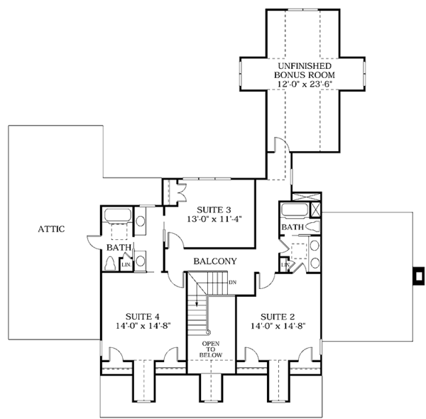 Home Plan - Classical Floor Plan - Upper Floor Plan #453-92