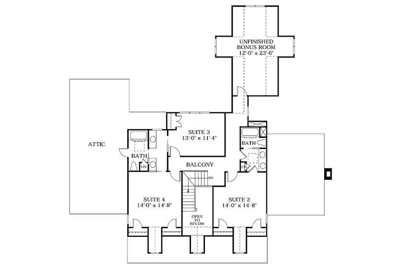 Dream House Plan - Floor Plan - Upper Floor for Classical House Plan #453-92 - 4 bed, 3.5 bath