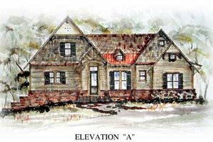 Cottage Exterior - Front Elevation Plan #54-137